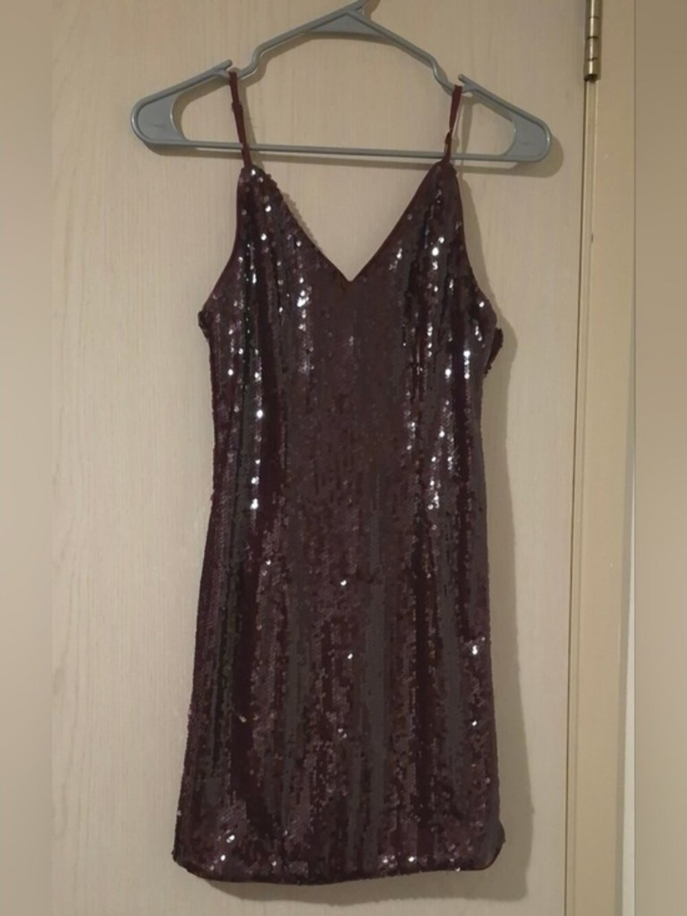 Forever 21 Burgundy Sequin Slip Dress (S)